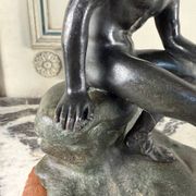Hermès at rest, bronze Grand Tour, black and green patina, 19th century