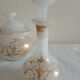 Suite carafe carafon et pot opaline à décors doré XIX eme