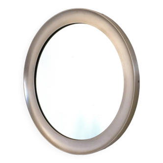 Miroir rond de Sergio Mazza pour Artemide avec cadre en acier, Italie