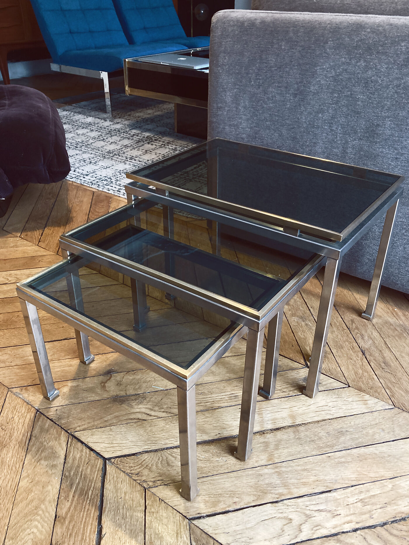 Guy Lefevre pull-out tables for Maison Jansen, 1970