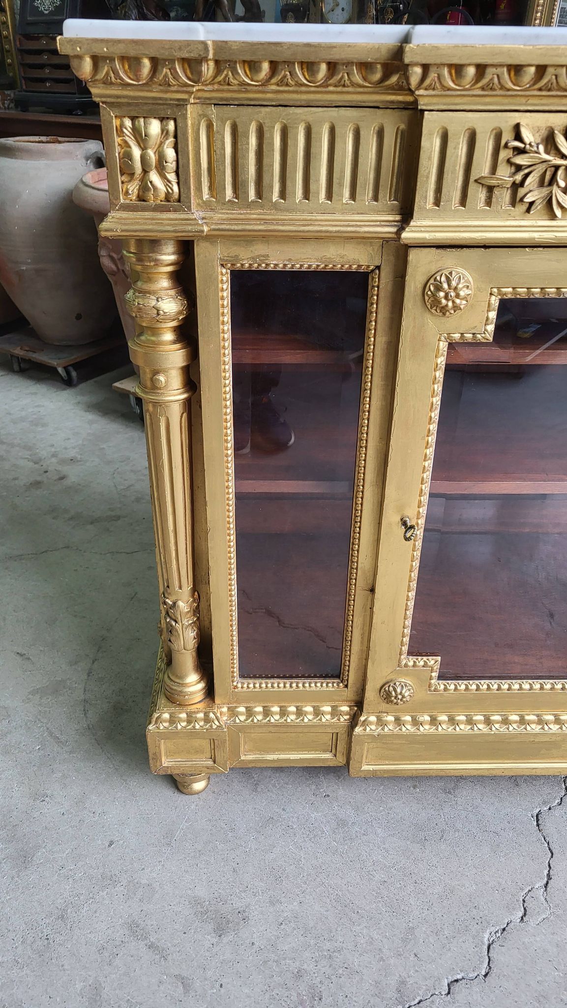 Louis xvi display cabinet in gilded wood