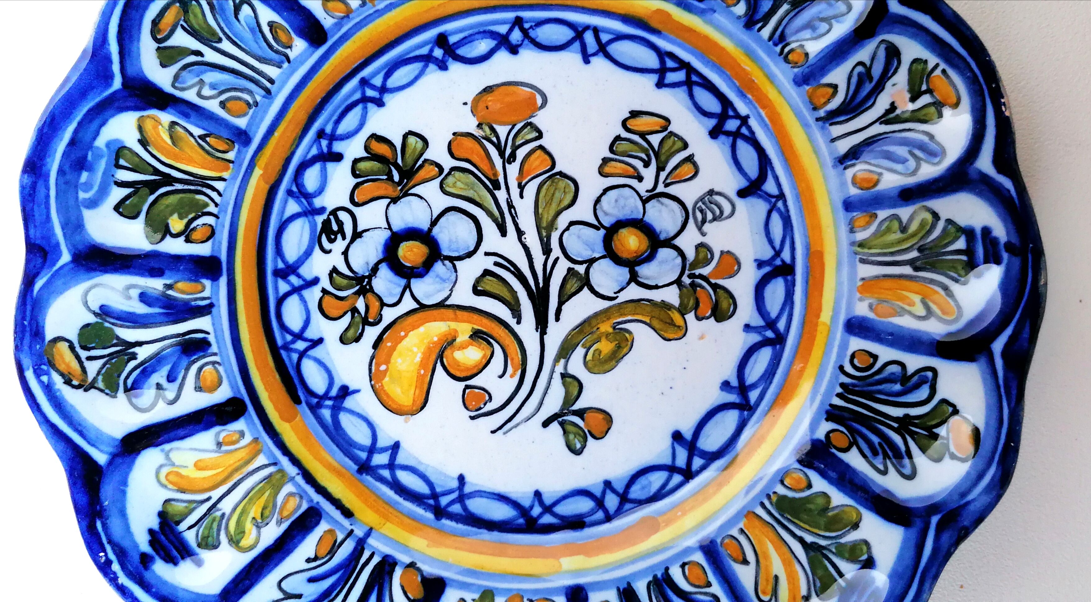 Spanish glazed stoneware talavera plate