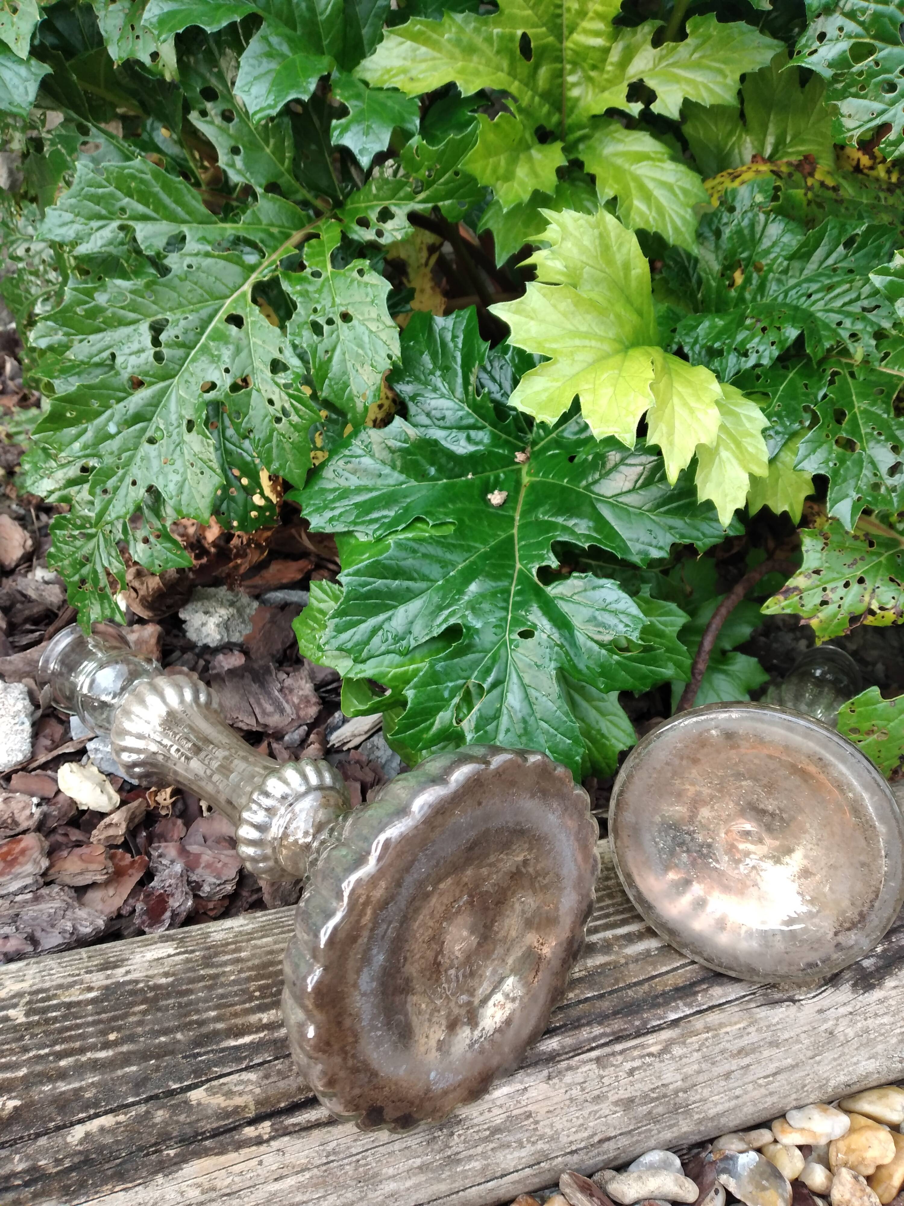 Eglomisé glass candle holders