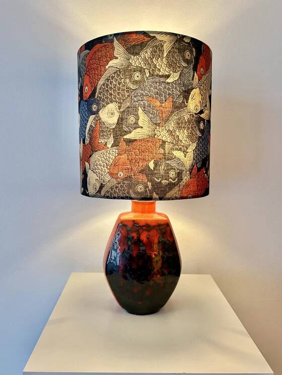 Lampe de table sans fil - convient pour le balcon ou la terrasse - fabriquée à partir d'un vase en céramique vintage de S. P. Gerz.