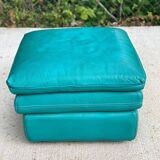 Pouf bleu turquoise en cuir à 3 niveaux