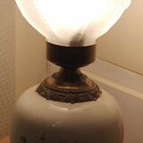 Pair of table lamps transparent lampshades flower pattern