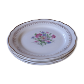 4 plates with central floral pattern and gold liseret Digoin & Sarreguemine