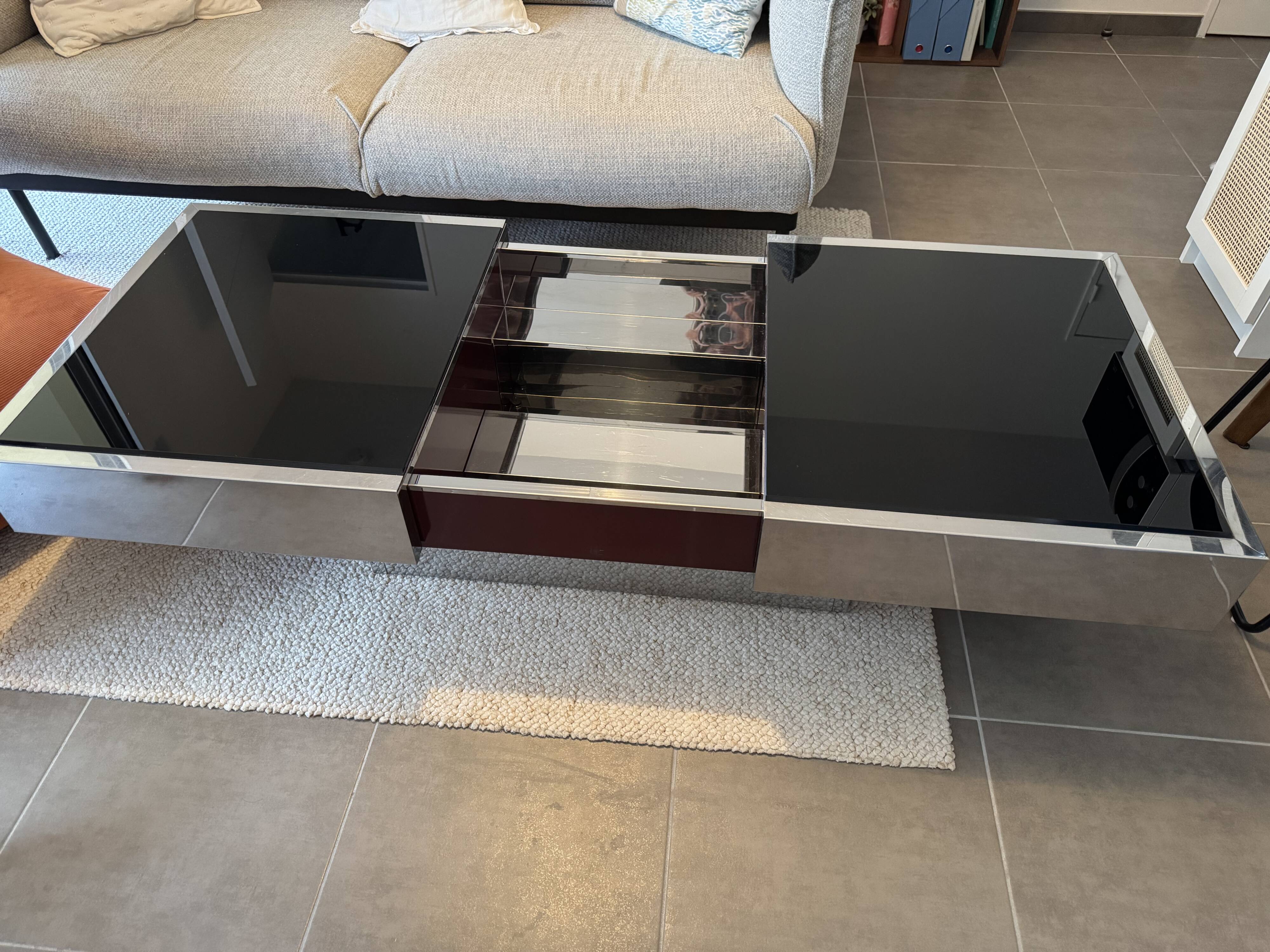 Table basse/bar Willy Rizzo acier inoxydable