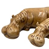 Mid-century Set of 3 ceramic hippos, Zaccagnini Italy 1950s