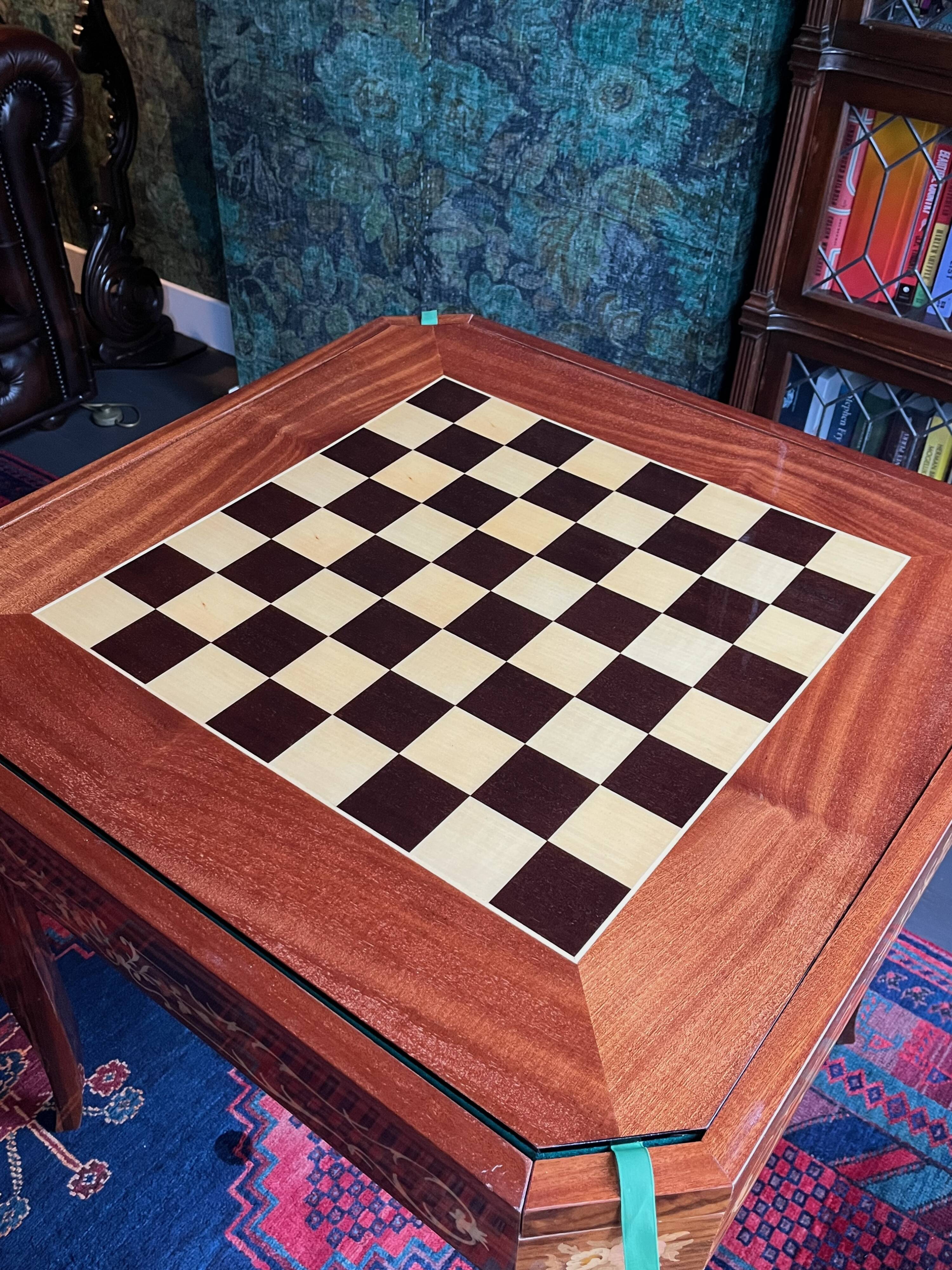 Mid-Century Italian Marquetry Multi-Game Table in Walnut & Mahogany, c. 196