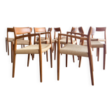 Chaises danoises en teck Mid-Century par Niels O Møller # 77 & 57 Set de 10