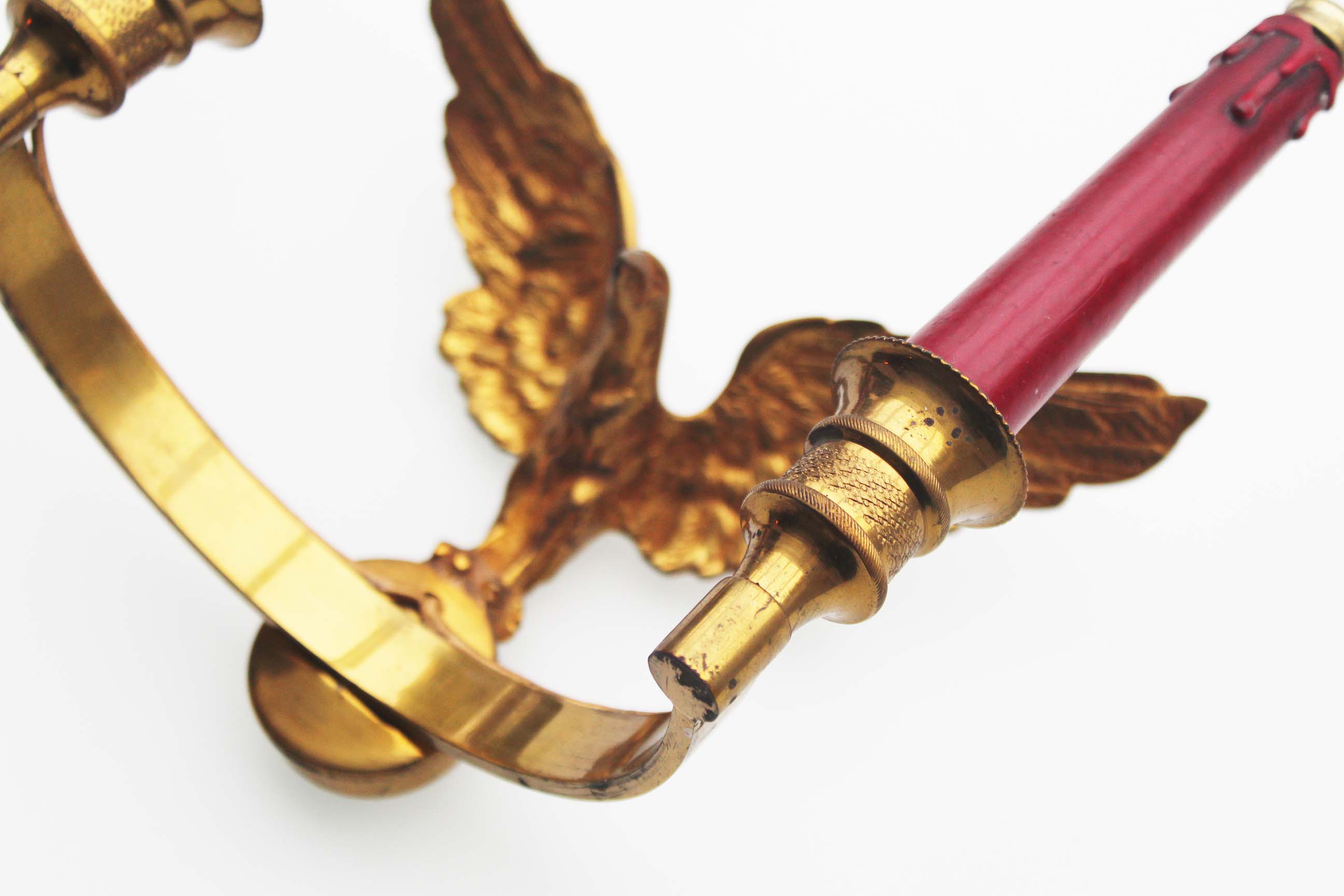 Pair of Antique 1950's Solid brass Empire Style 'Eagle' wall sconces