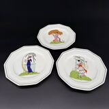 3 octagonal Art Deco plates in Médicis porcelain