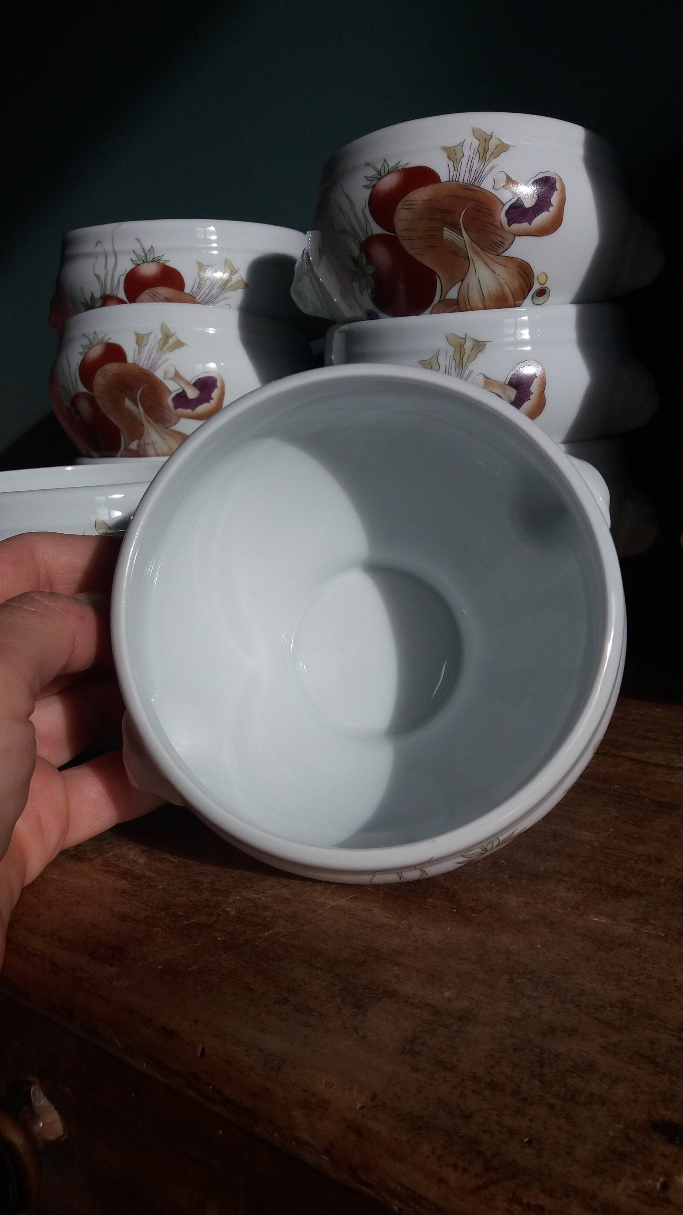 Pyrolux Lourioux porcelain soup bowls