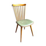 Baumann bistro chair in light wood and green skai, “Menuet” model