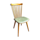 Baumann bistro chair in light wood and green skai, “Menuet” model