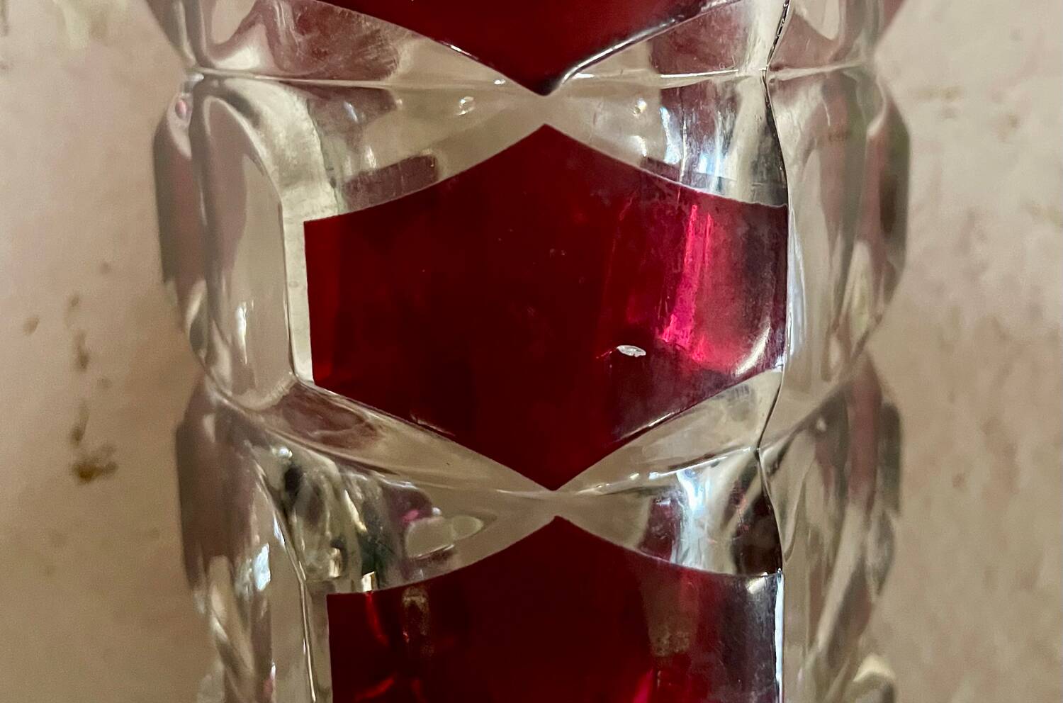 3 vases in clear and ruby red crystal – J.G. Durand, Luminarc
