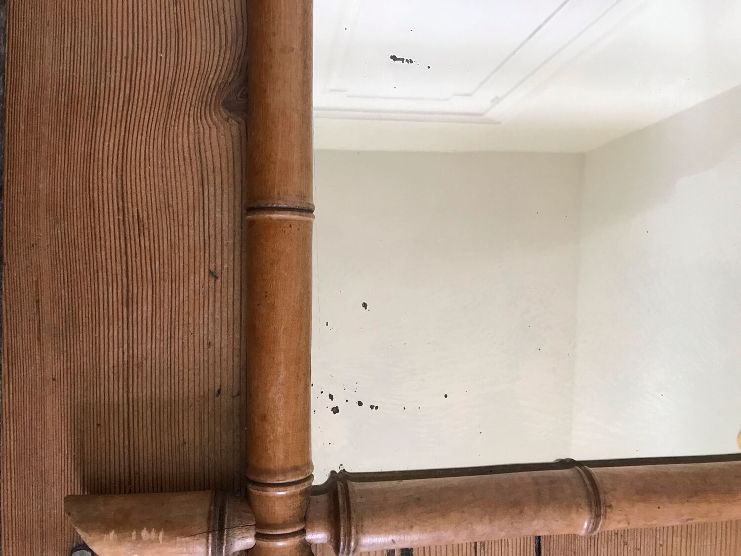 Mirror turned wood vintage bamboo