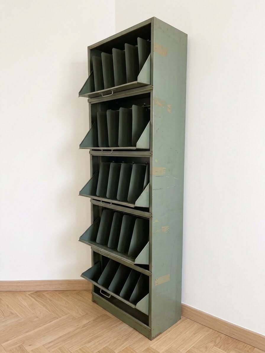 Vintage green steel filing cabinet