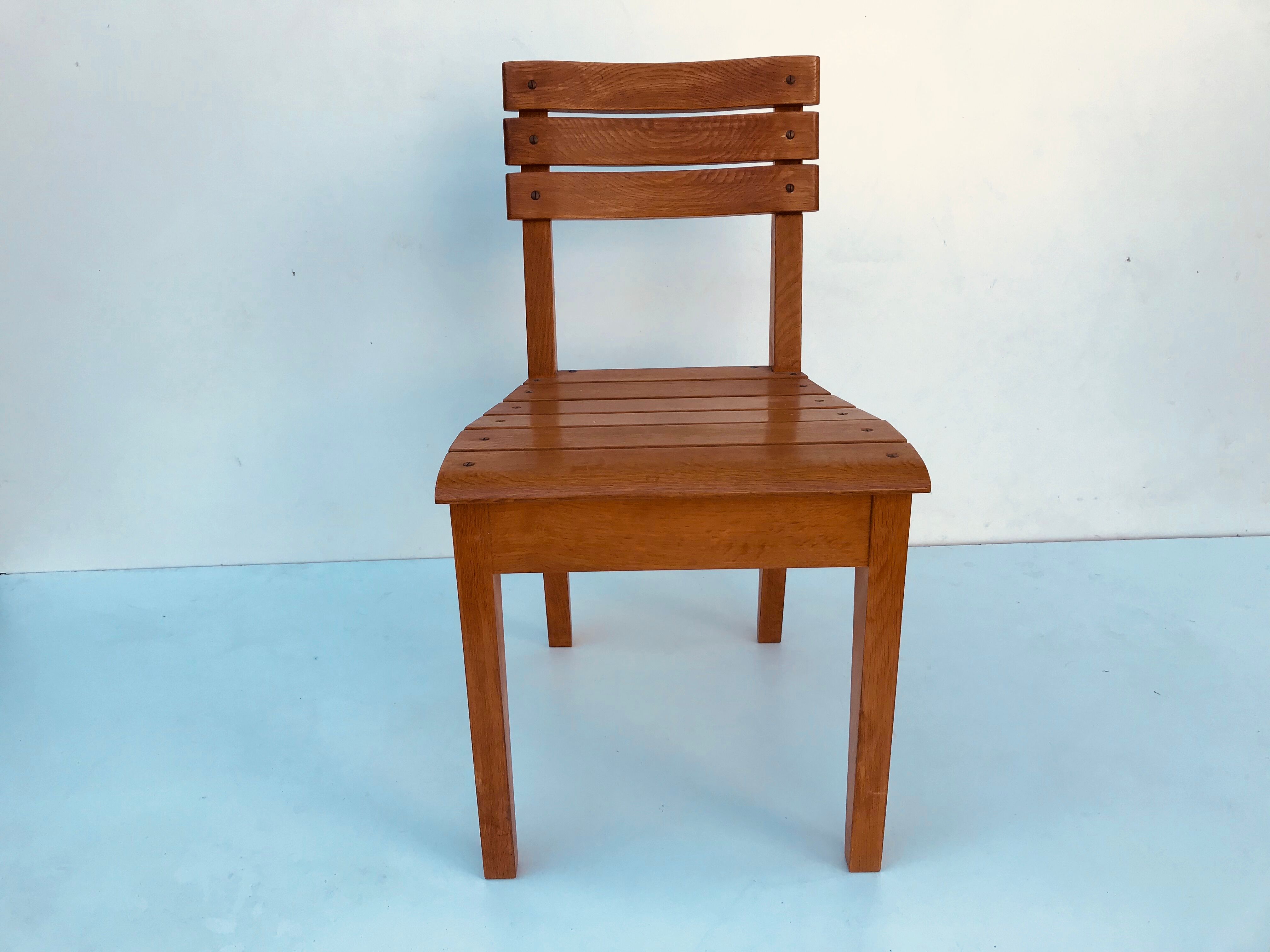 Suite of 6 oak chairs 1960