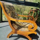 Colonial armchair in reupholstered teak