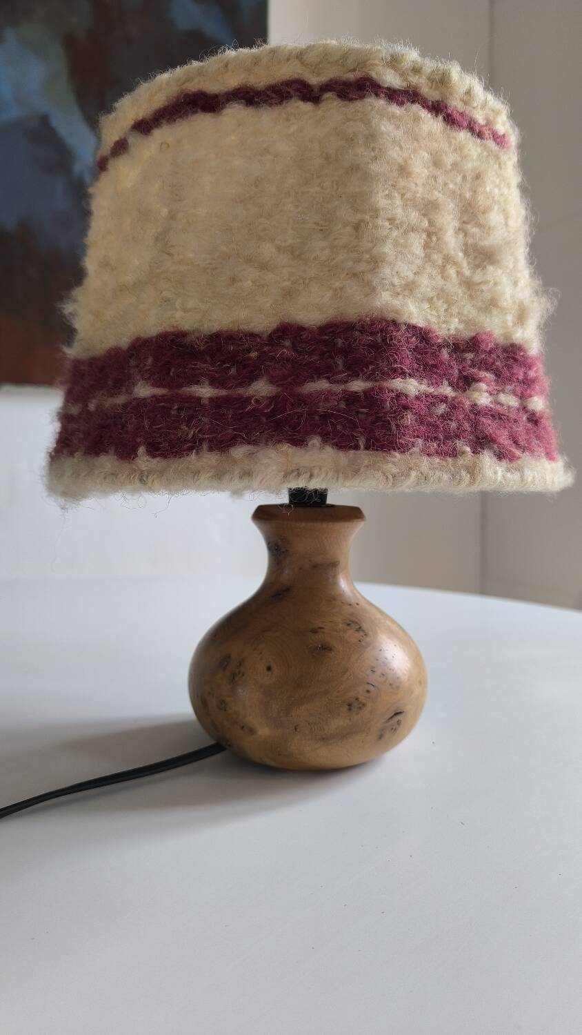 1950s burl wood table lamp