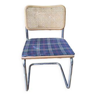 Chaise canage, bois métal