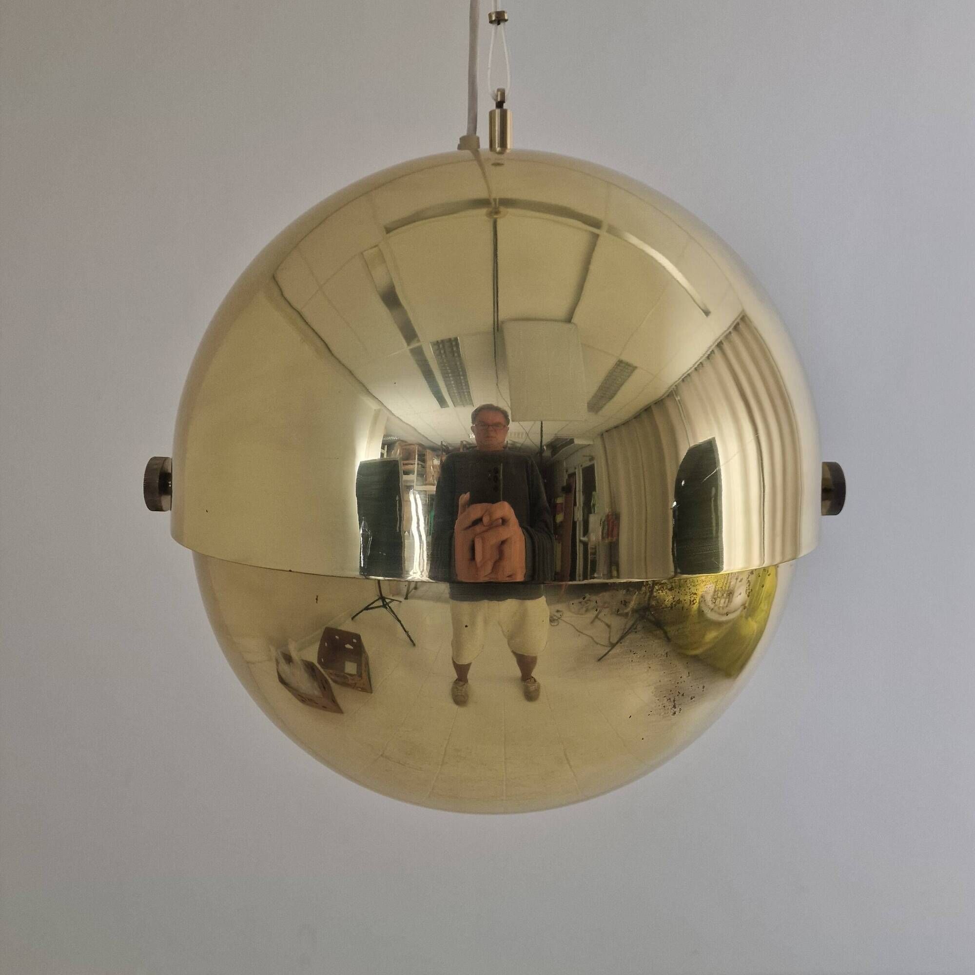 Adjustable Brass "Dome" Pendant Light by Vereinigte Werkstätten München 60s