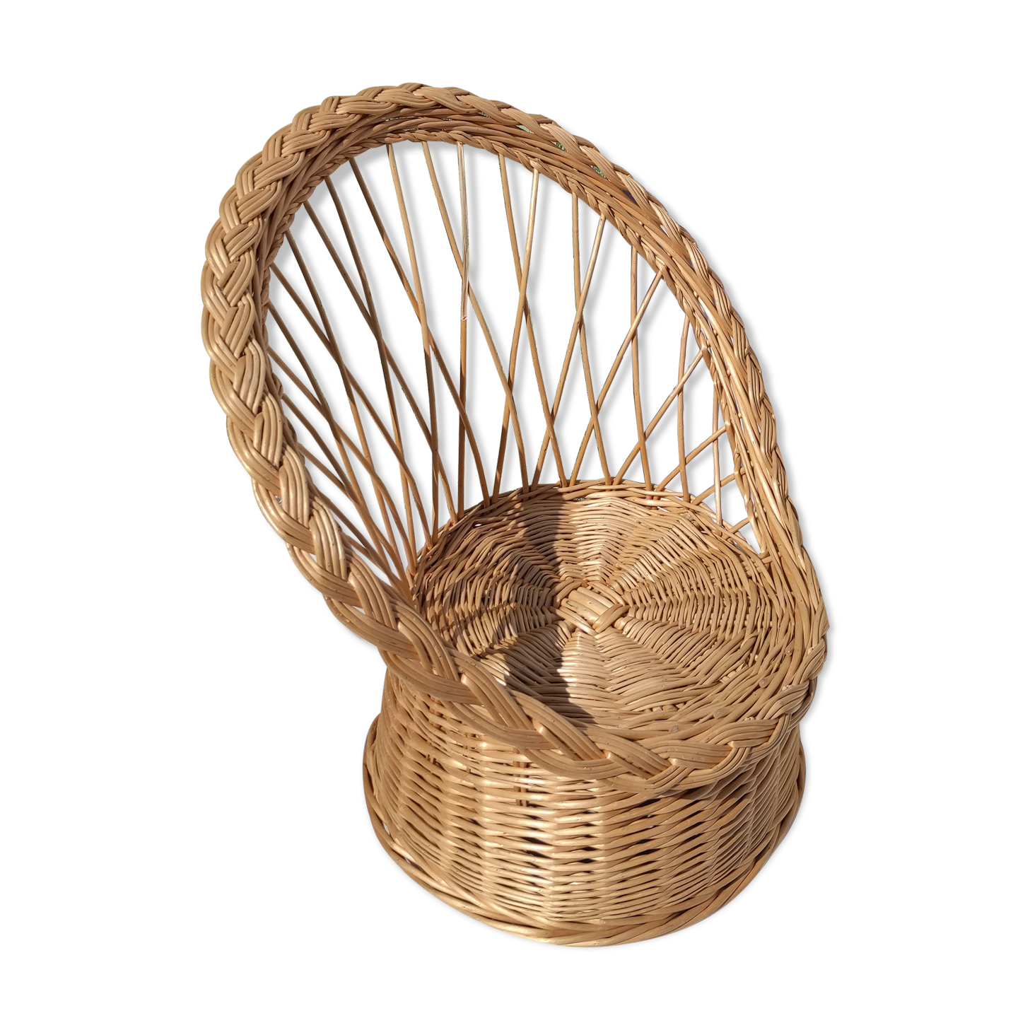Vintage braided wicker armchair