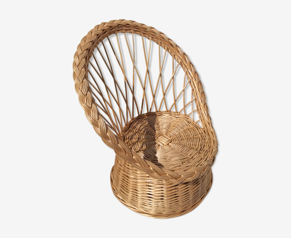 Fauteuil vintage en osier tressé