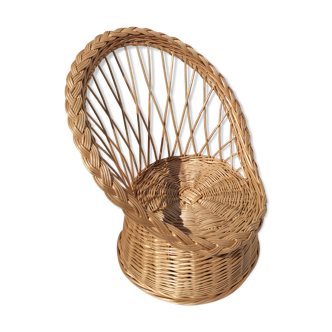 Vintage braided wicker armchair