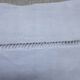 Fine linen sheet with ribbon and florets, monogrammed mr