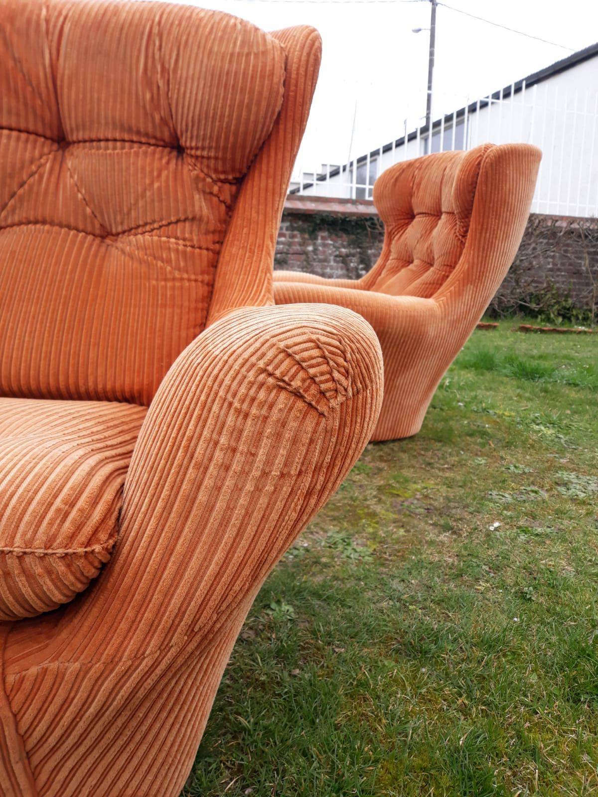 Pair of Steiner velvet armchairs