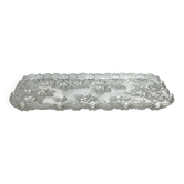 Tableware, glass cake dish decorated with flowers from the 20th century.