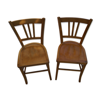 2 chaises bistrot Luterma couleur chêne doré