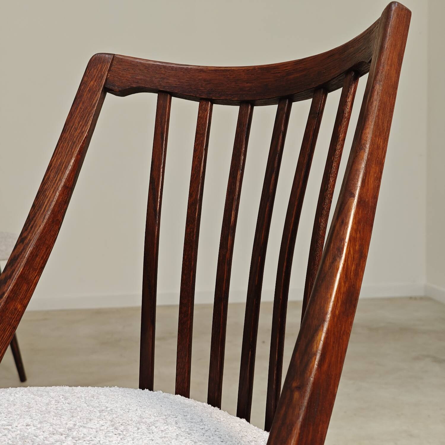 Set of 4 grey bouclette chairs by Antonin Suman