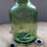 Green carafe blown glass, texture, vintage 1970s