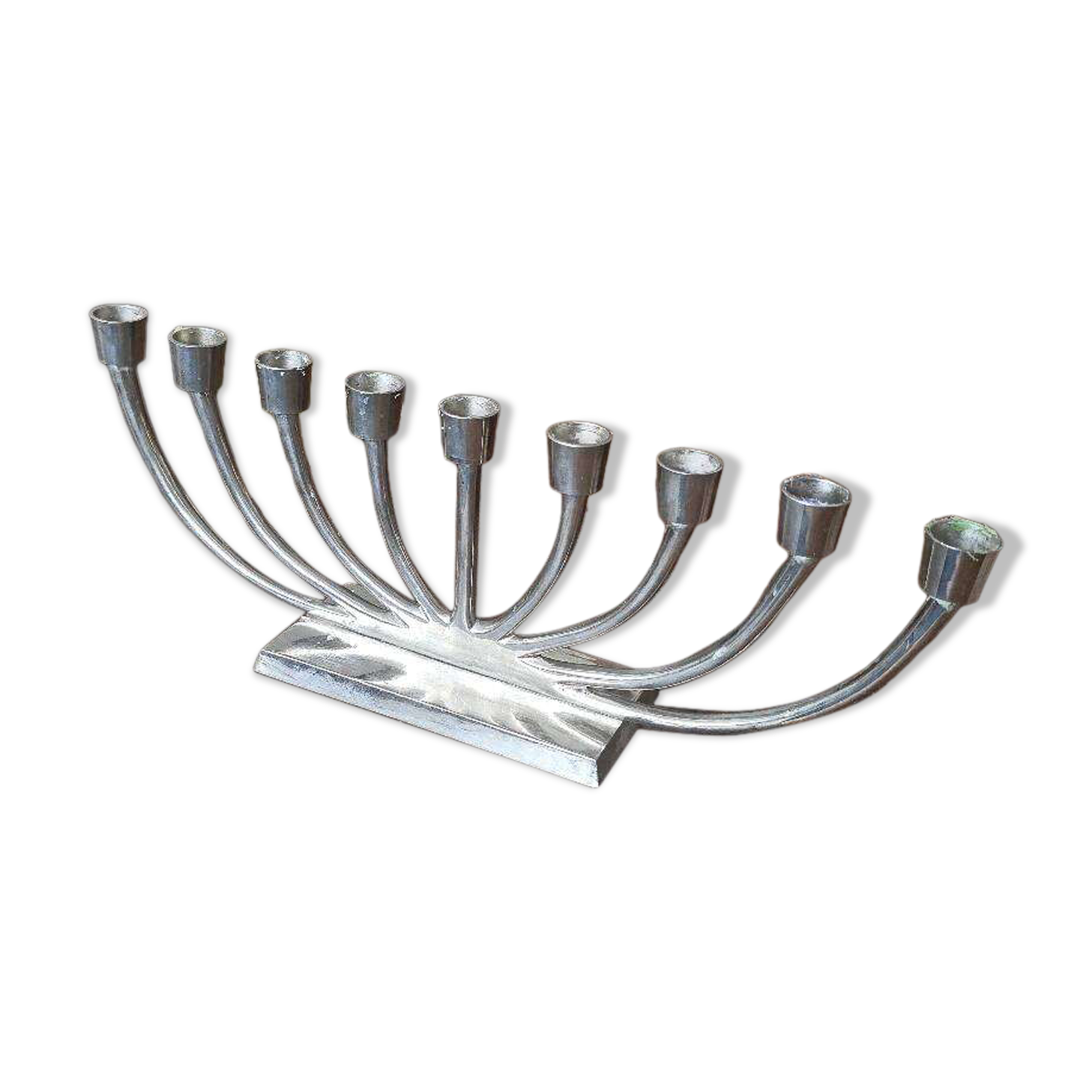 Bougeoir métallique chromé métalique grand moderniste Hanoukka