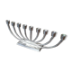 Large modern chrome metal candlestick for Hanukkah.