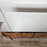 Mahogany burl chest of drawers with mirrored top