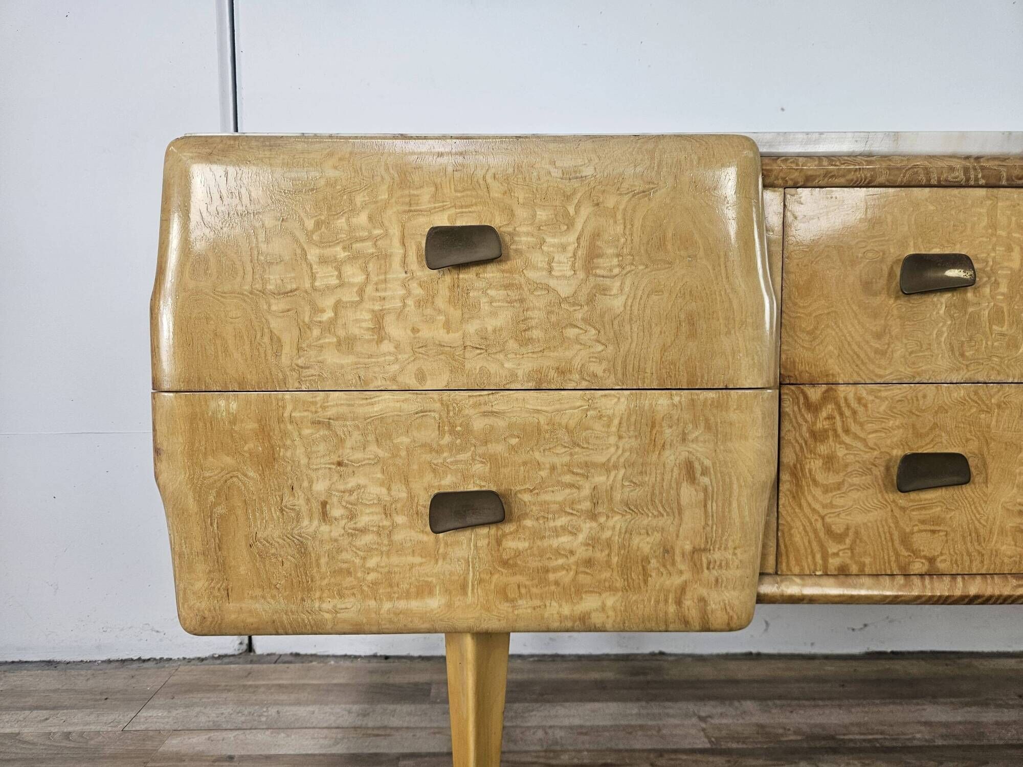 1950s maple chest of drawers with a marble top