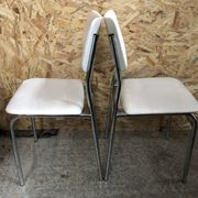 Pair of antique chairs chrome metal and skaï white 70s vintage