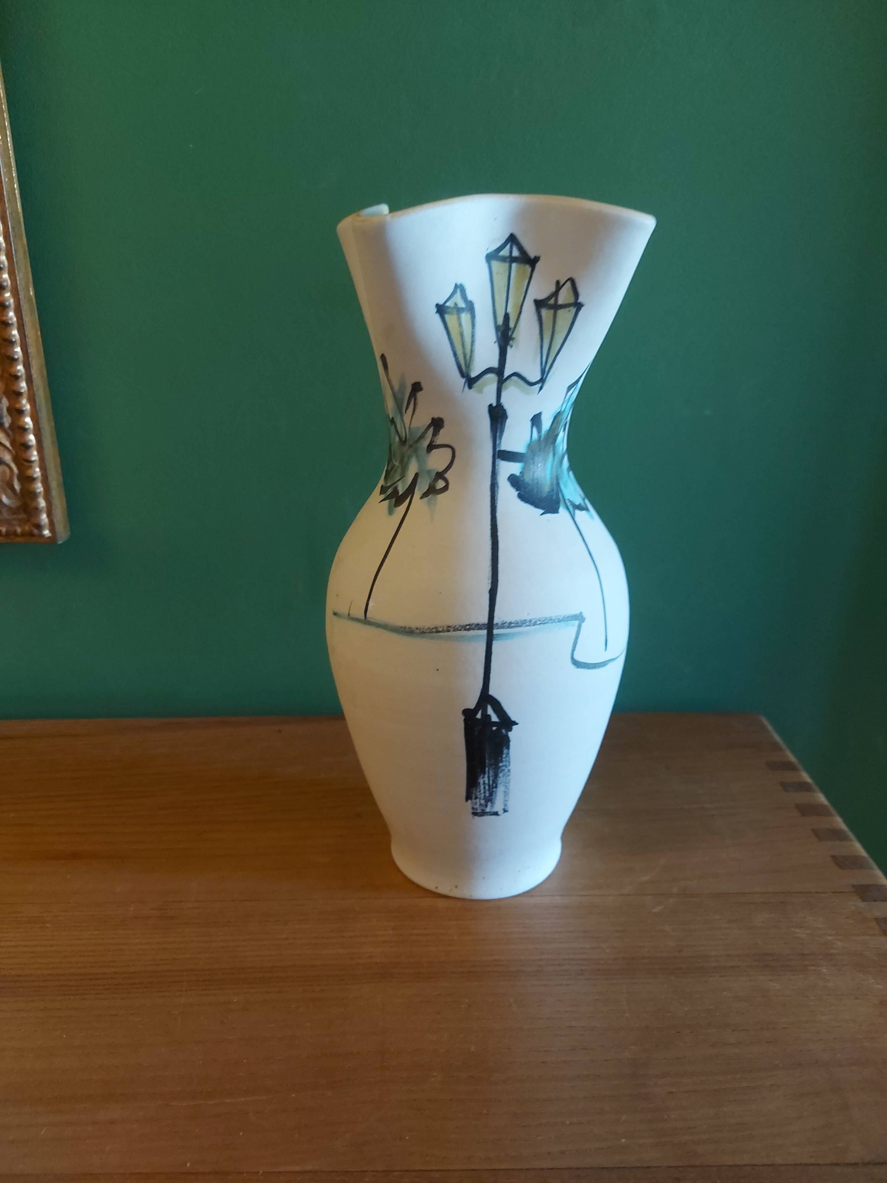Vintage ceramic vase art Provencal , Lavandou