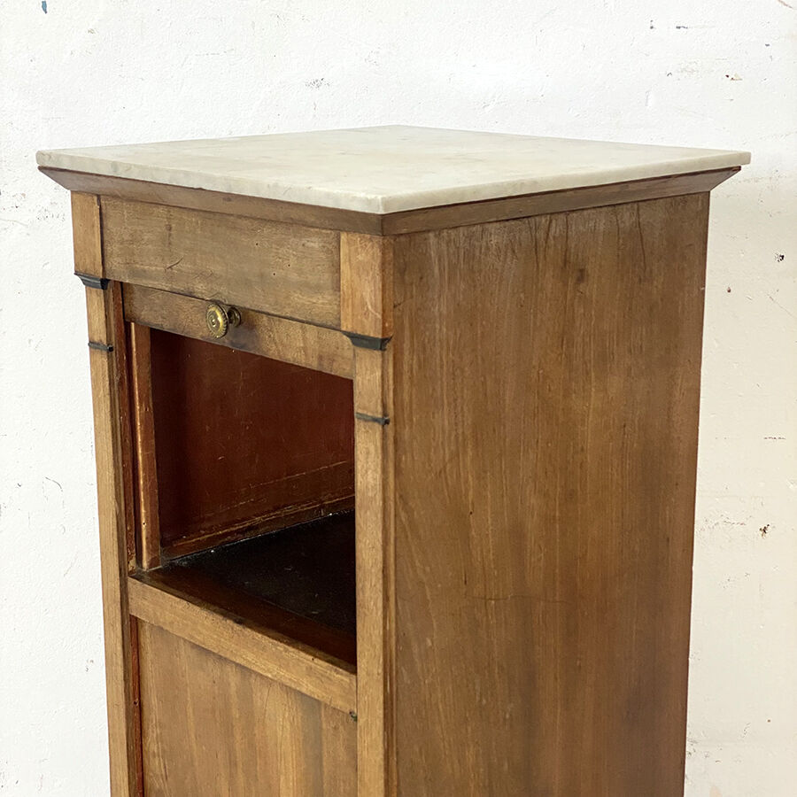 Bedside table 1940 sliding shutter and white marble