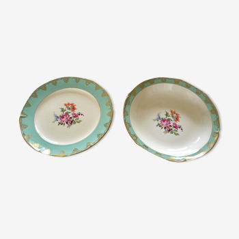 Duo de plats en semi porcelaine céranord roseraie