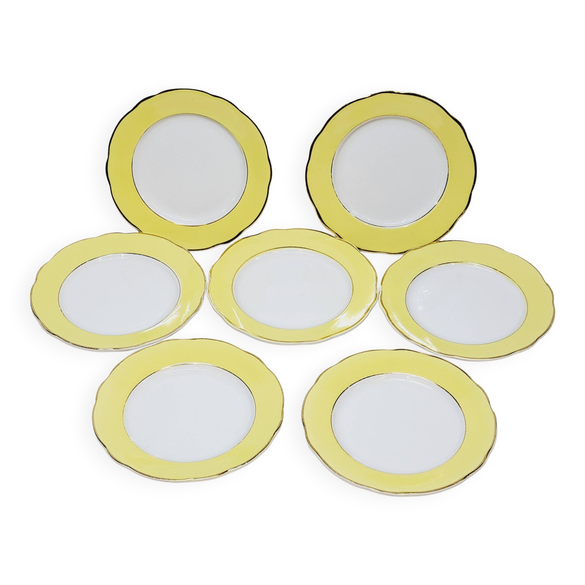 7 Vintage KG Lunéville Plates Jonquille Model Diameter 19.5 Cm