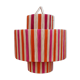 Natural orange pink striped raffia pendant light