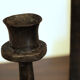 Brutalist wrought iron candle holder beaten