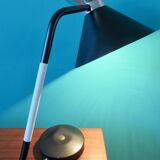 Modernist black and white "Jumo" desk lamp. Modernis France 1950
