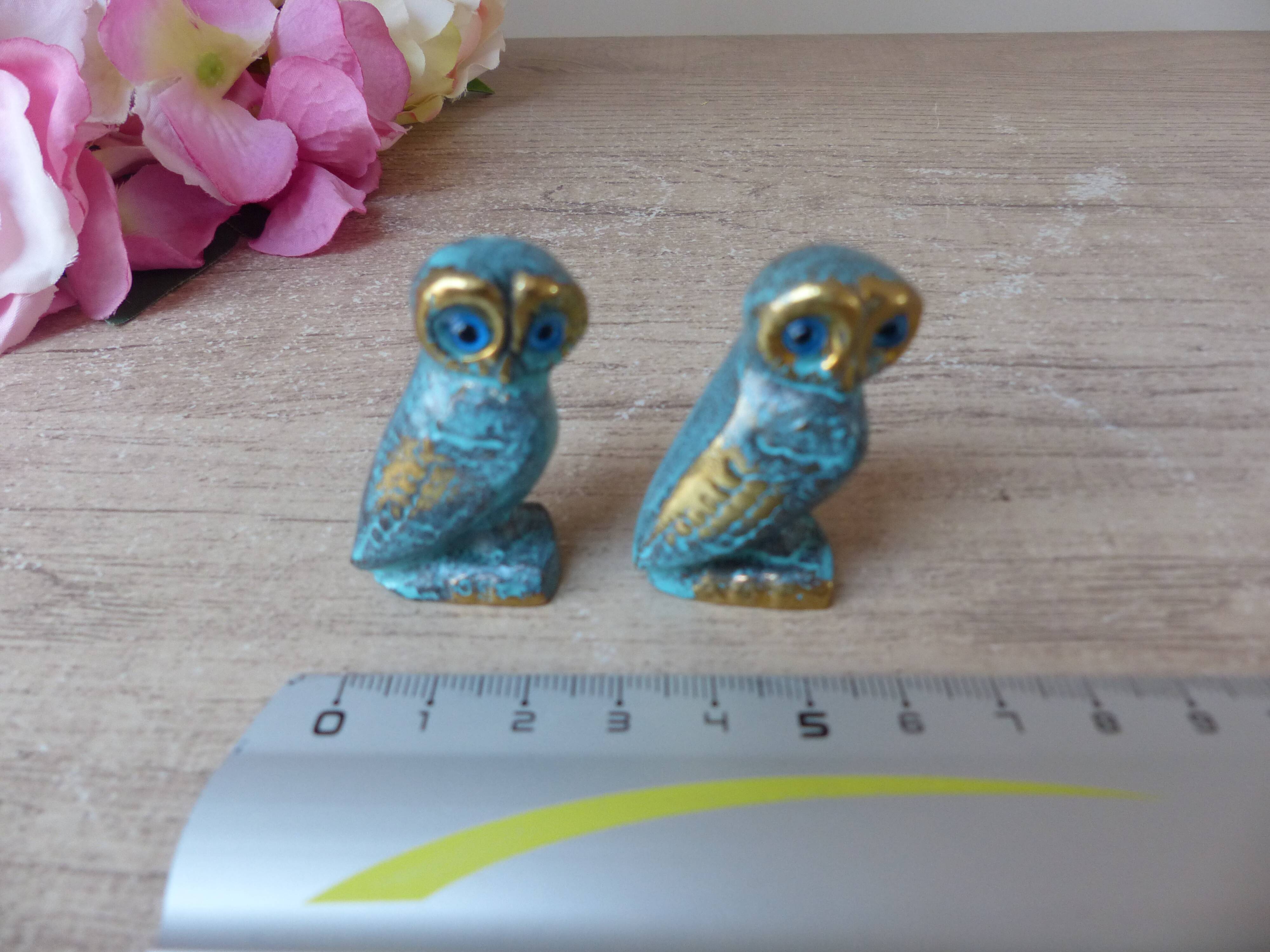 Set of two brass owls made in Greece